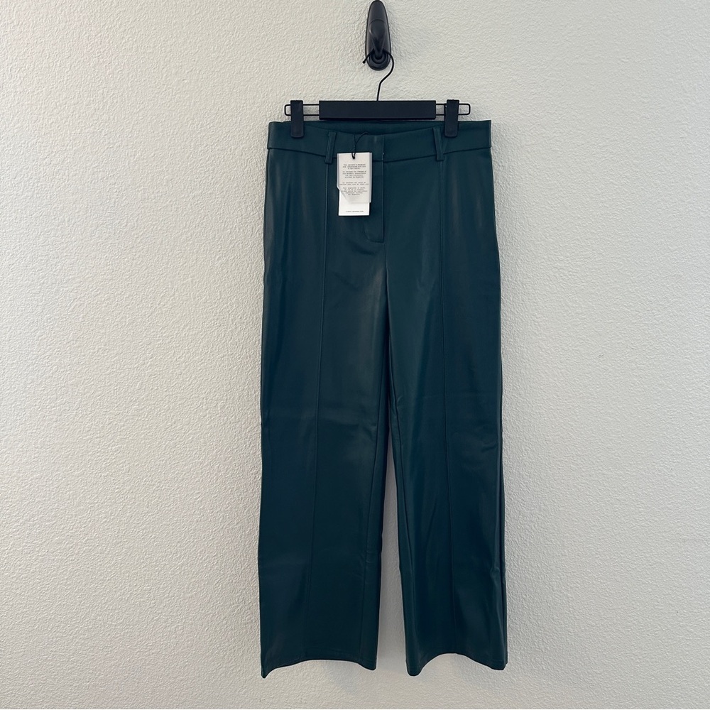 7 for all mankind Dark Green Faux Leather Trouser Pants Career Business Casual S